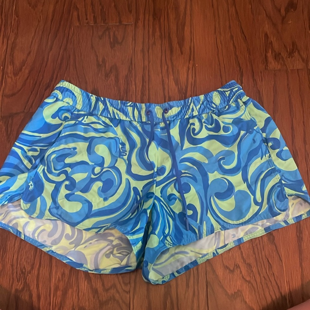 Lilly pullitzer board/swim shorts, size medium, green and blue design